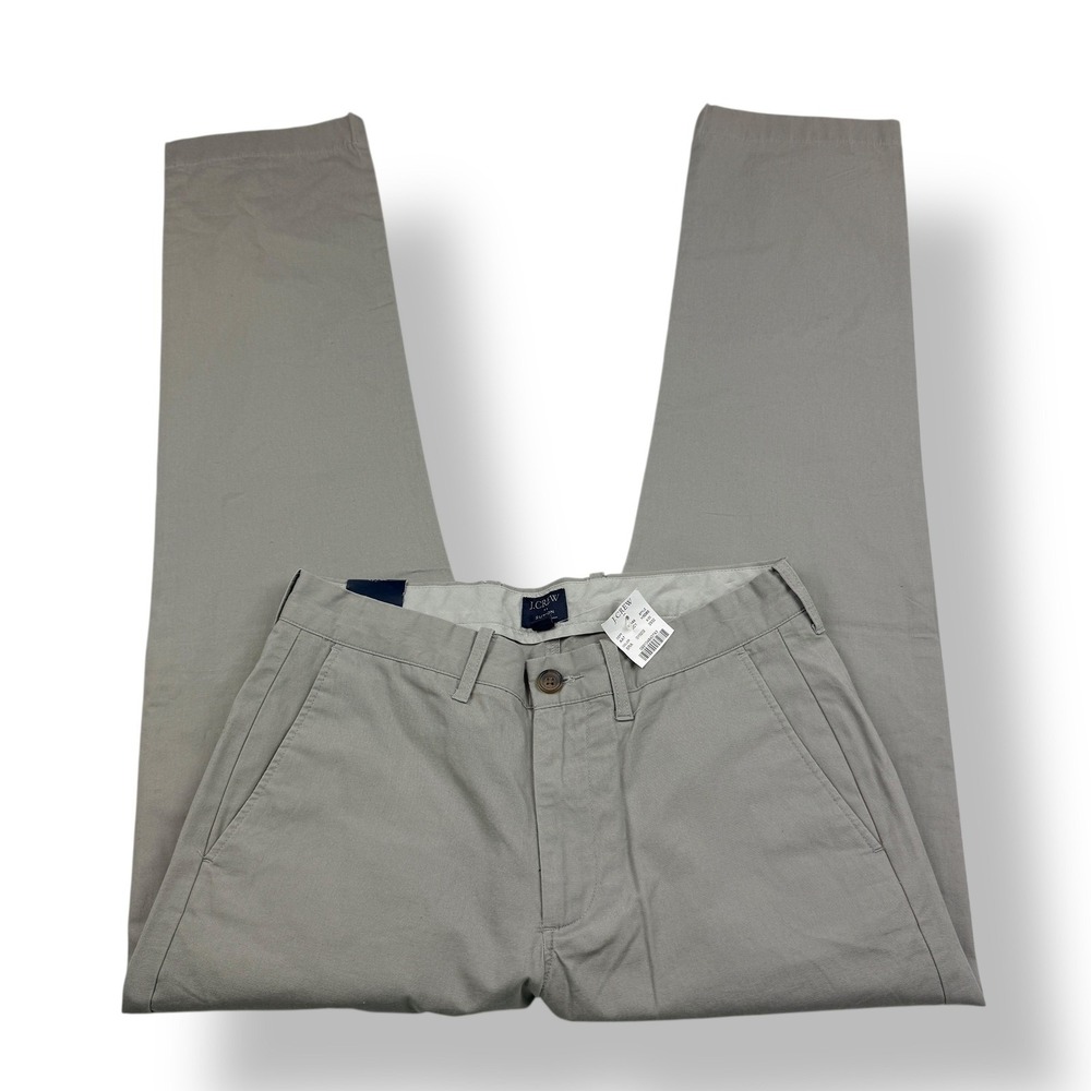 J. Crew Sutton Straight Fit Chinos Mens 29W 32L Light Grey Cotton Pants NWT